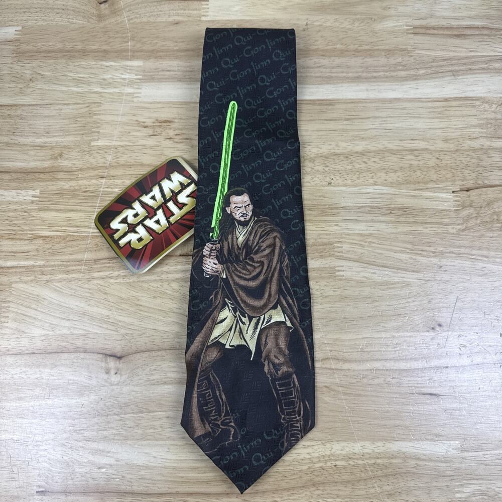 VTG NWT Star Wars Jedi Master QUI-GON JINN Mens Neck Tie Graphics Ralph Marlin